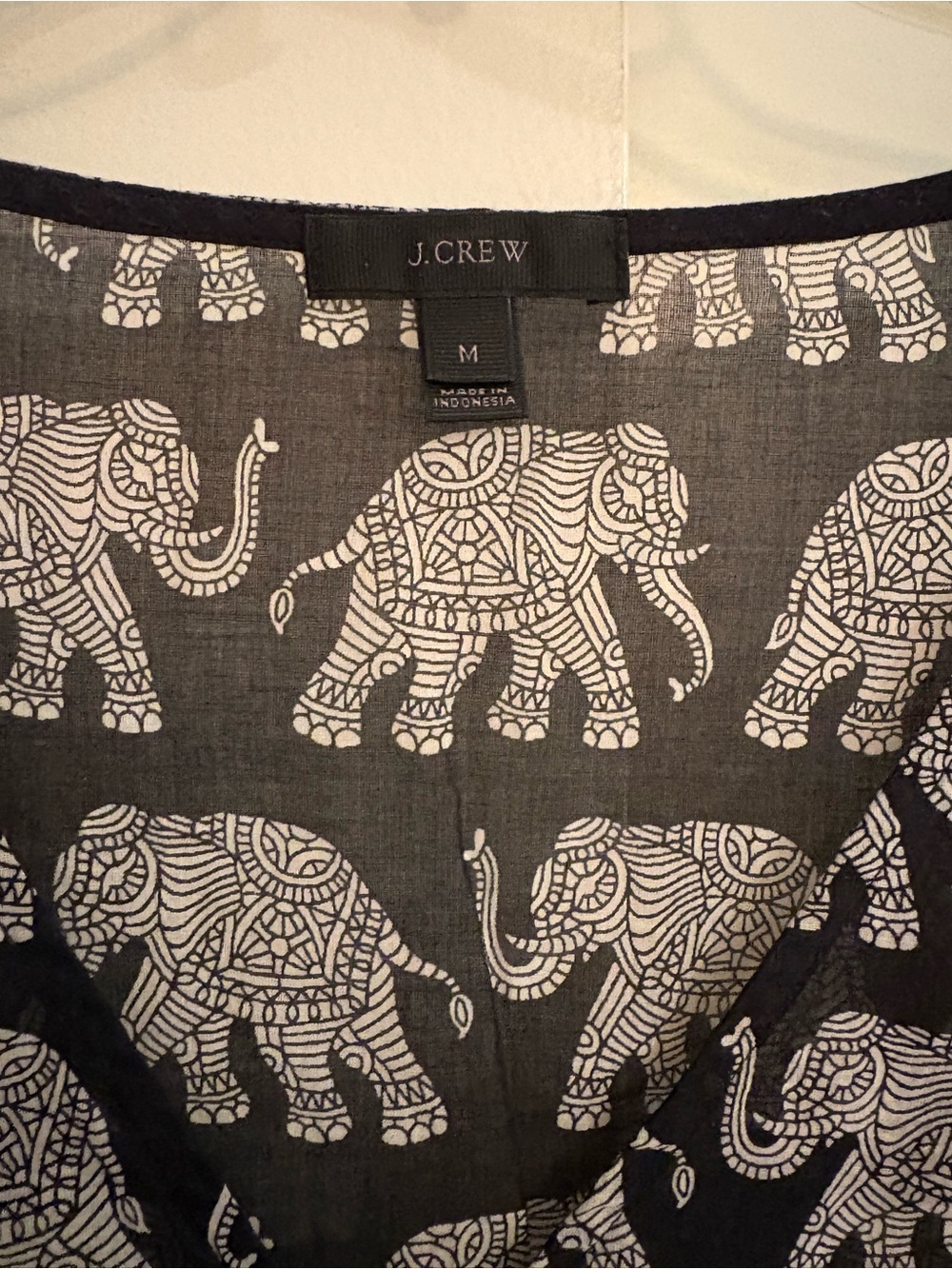 J CREW Black Elephant-Print V-Neck Tunic Cover Up Size Medium - Picture 4 of 4